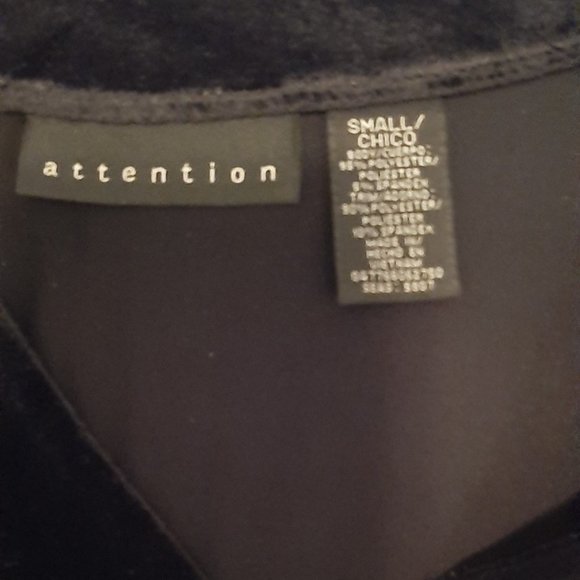 Attention brand Black Polyester, Velour trim Fit n Flare Midi Dress, Woman Sz S - Picture 6 of 12